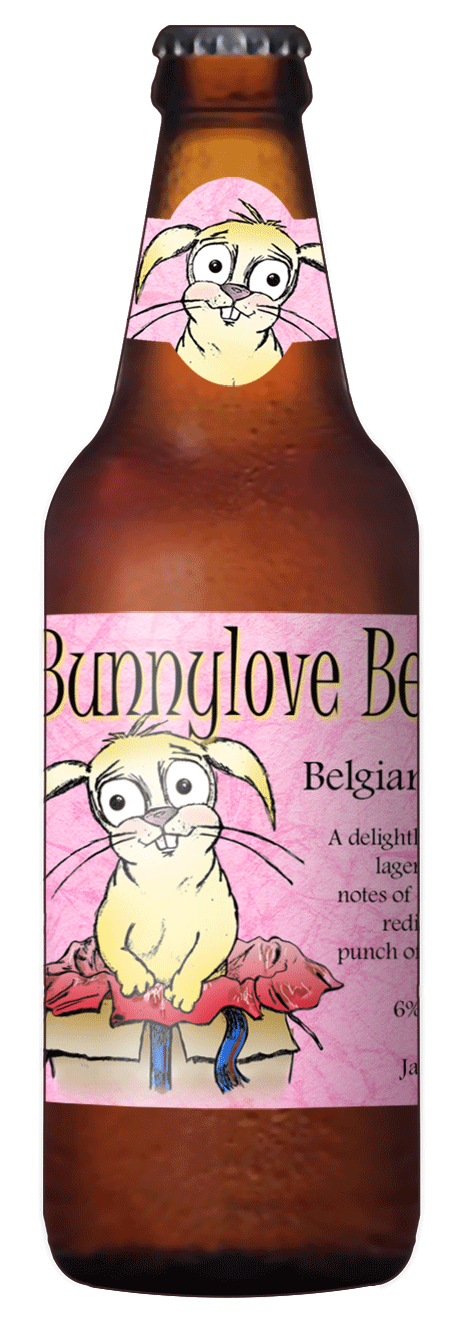 custom beer label with cute bunny rabbit