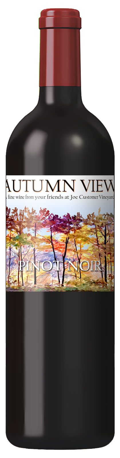 custom wine label with abstract colorful autumn trees