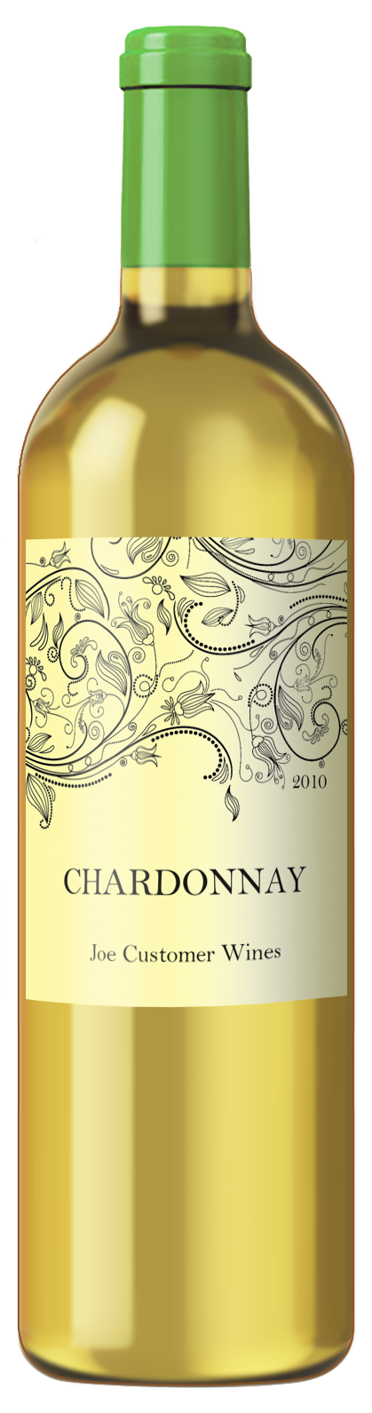 elegant custom wine label with line drawing of flowers