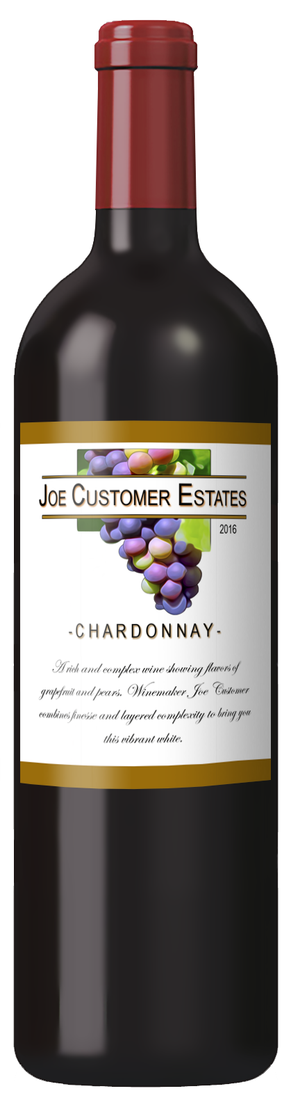 custom wine label with grapes and gold bands