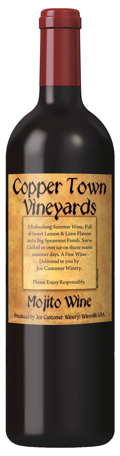 hammered copper custom wine label 