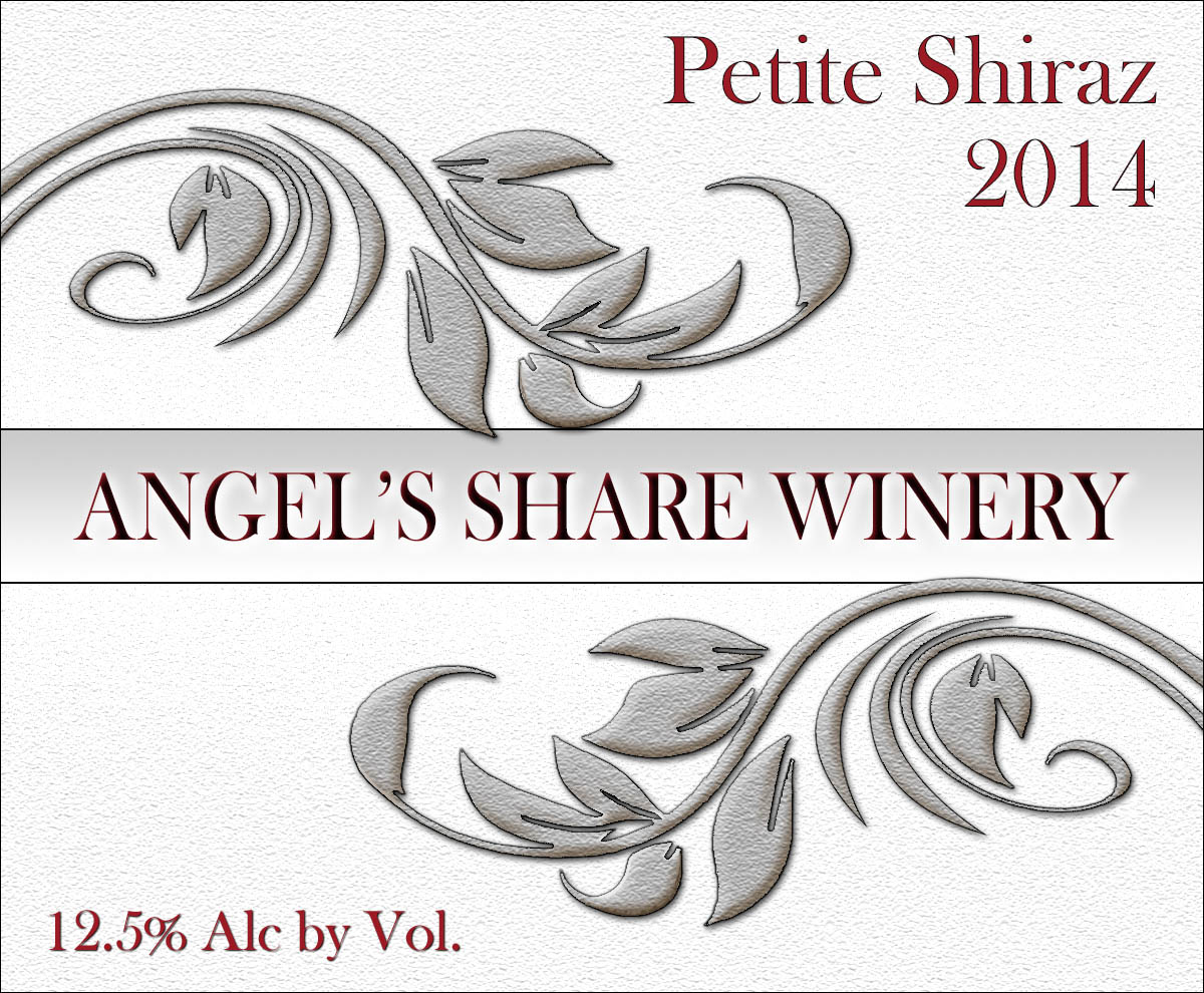 swirly custom reusable wine label with elegant curved silver leaves