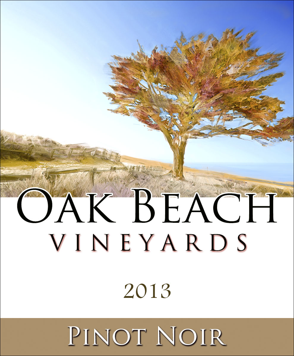 custom reusable personalized wine label with colorful watercolor tree on a beach