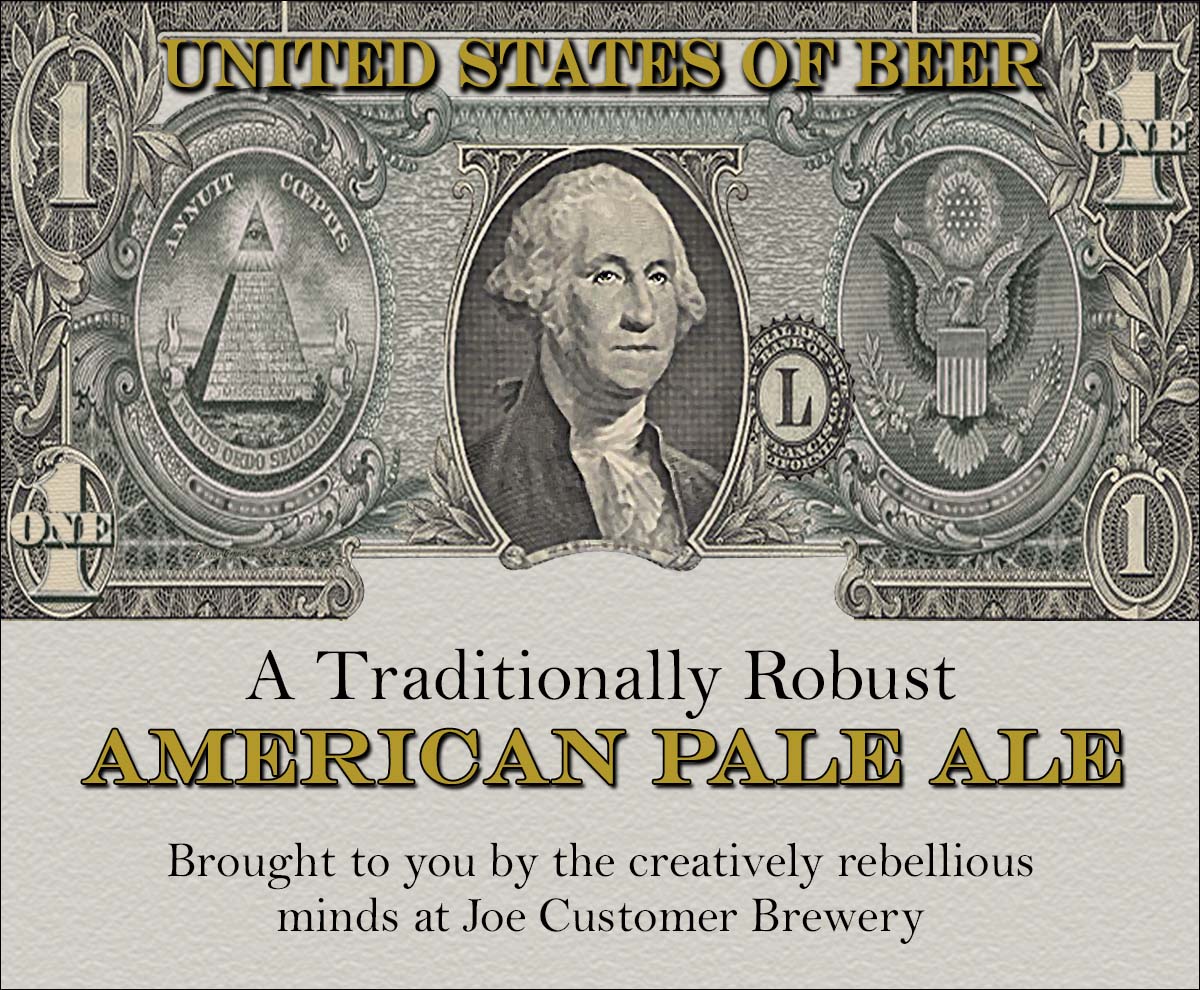 A dollar bill reusable custom beer label