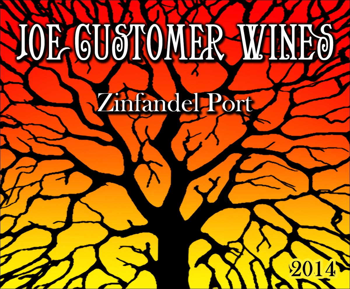 custom personalized wine label of silhouetted tree with fiery colors in background 