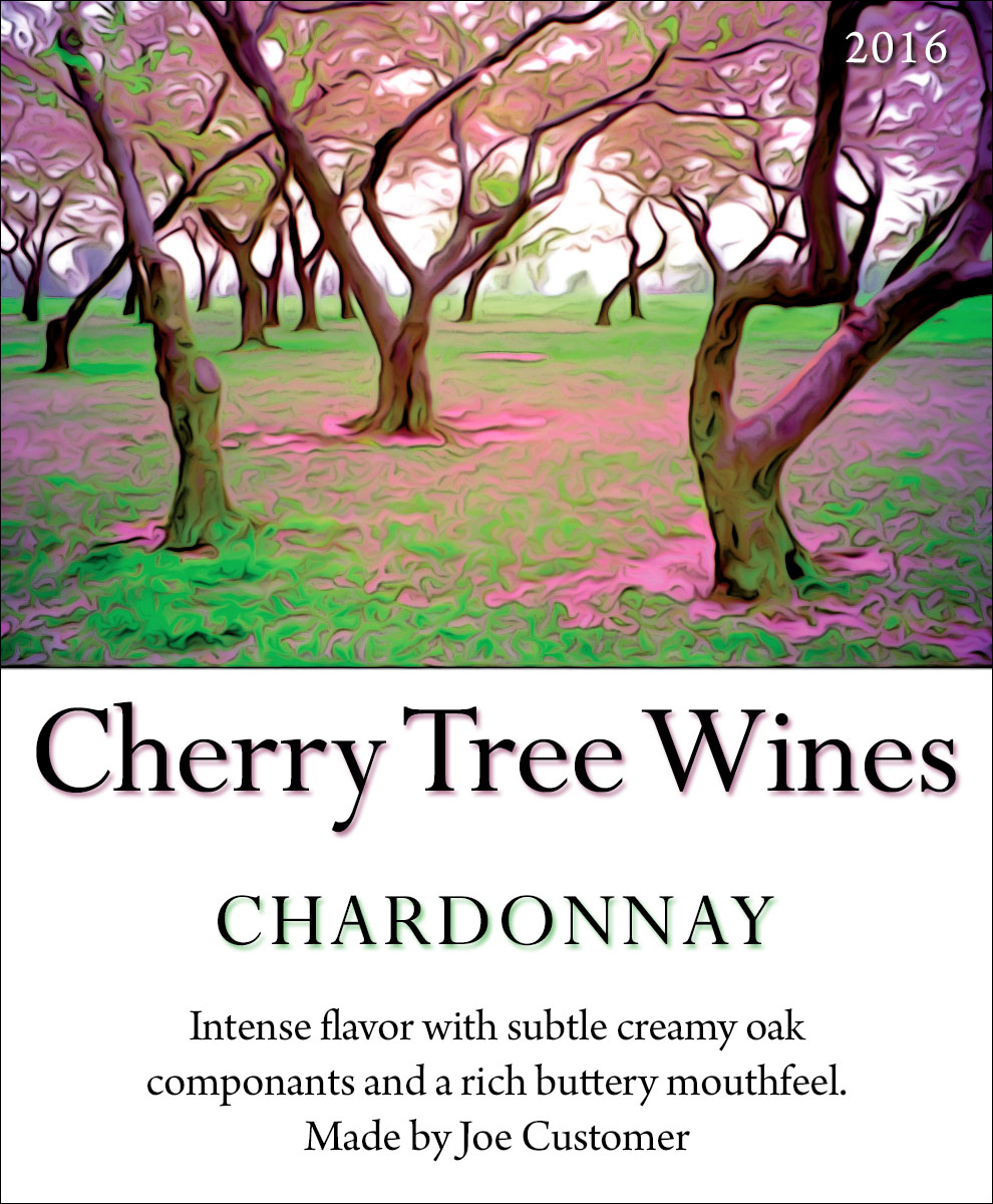 pink cherry trees reusable custom wine label