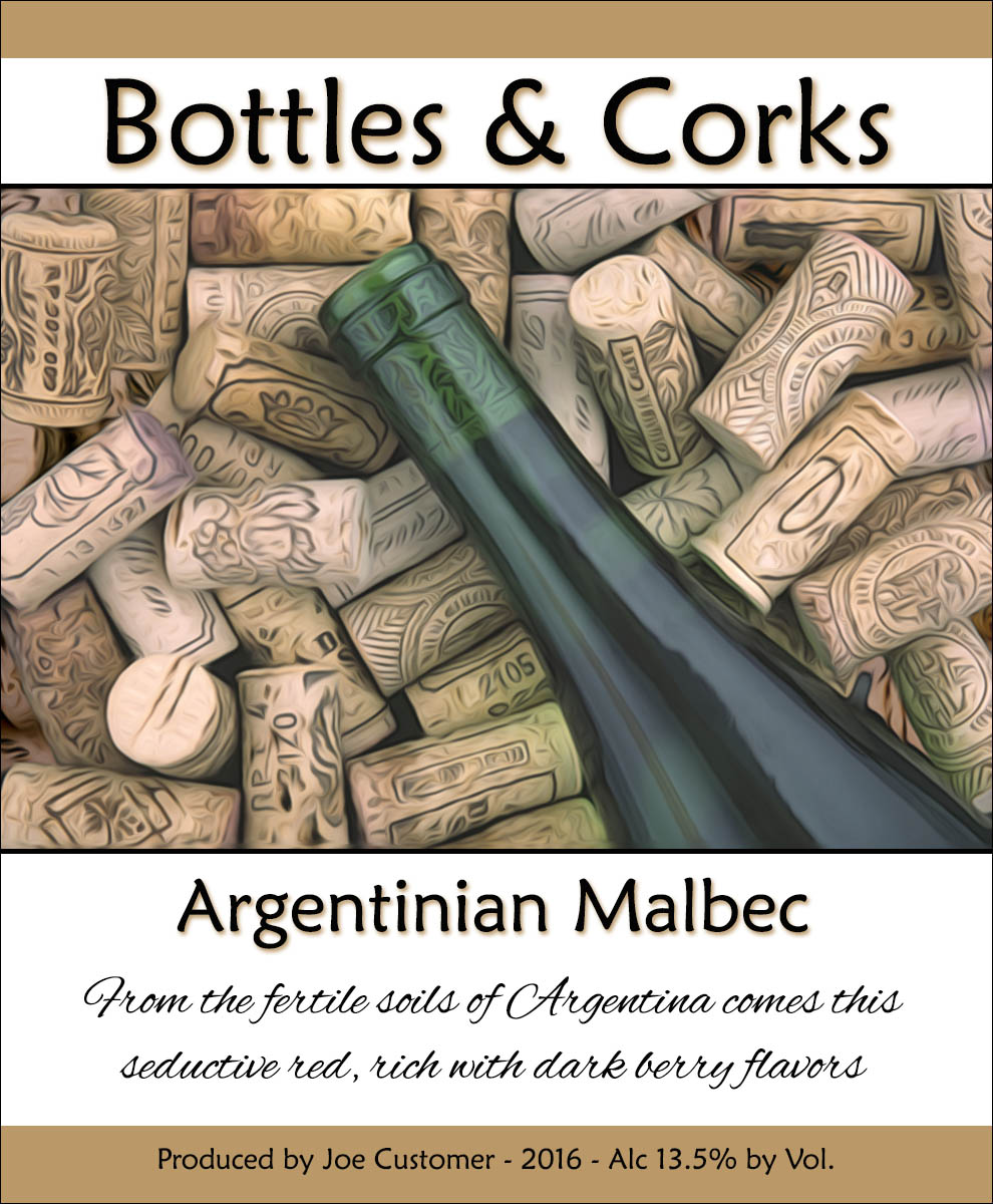 corks and wine bottle reusable custom wine label