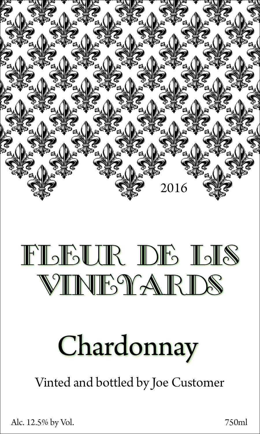 Fleur de Lis reusable custom wine label