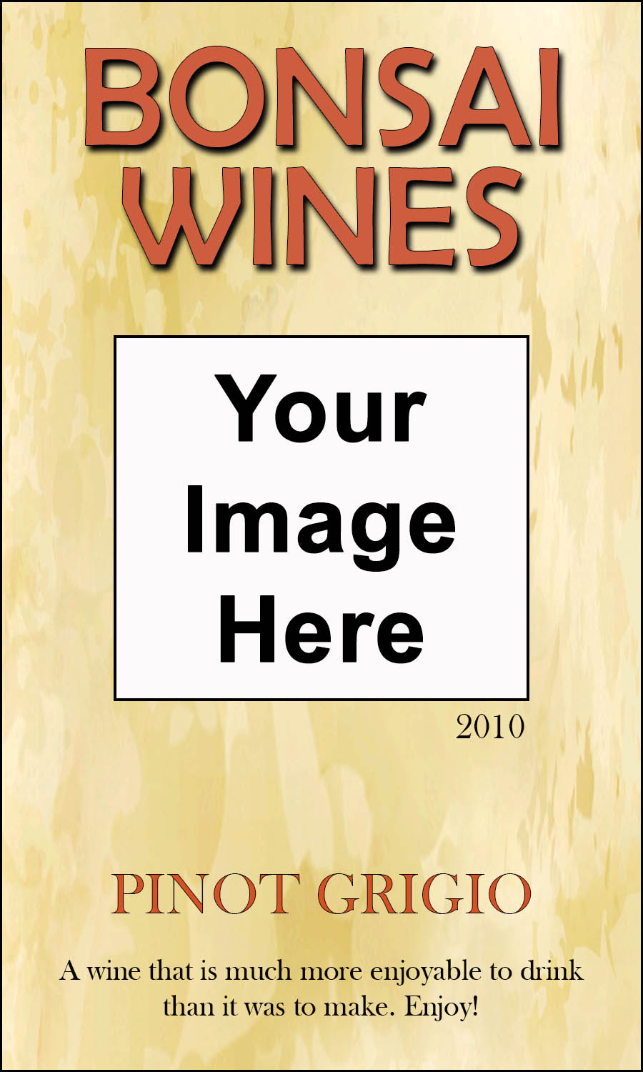 Tan pattern background on a reusable custom wine label